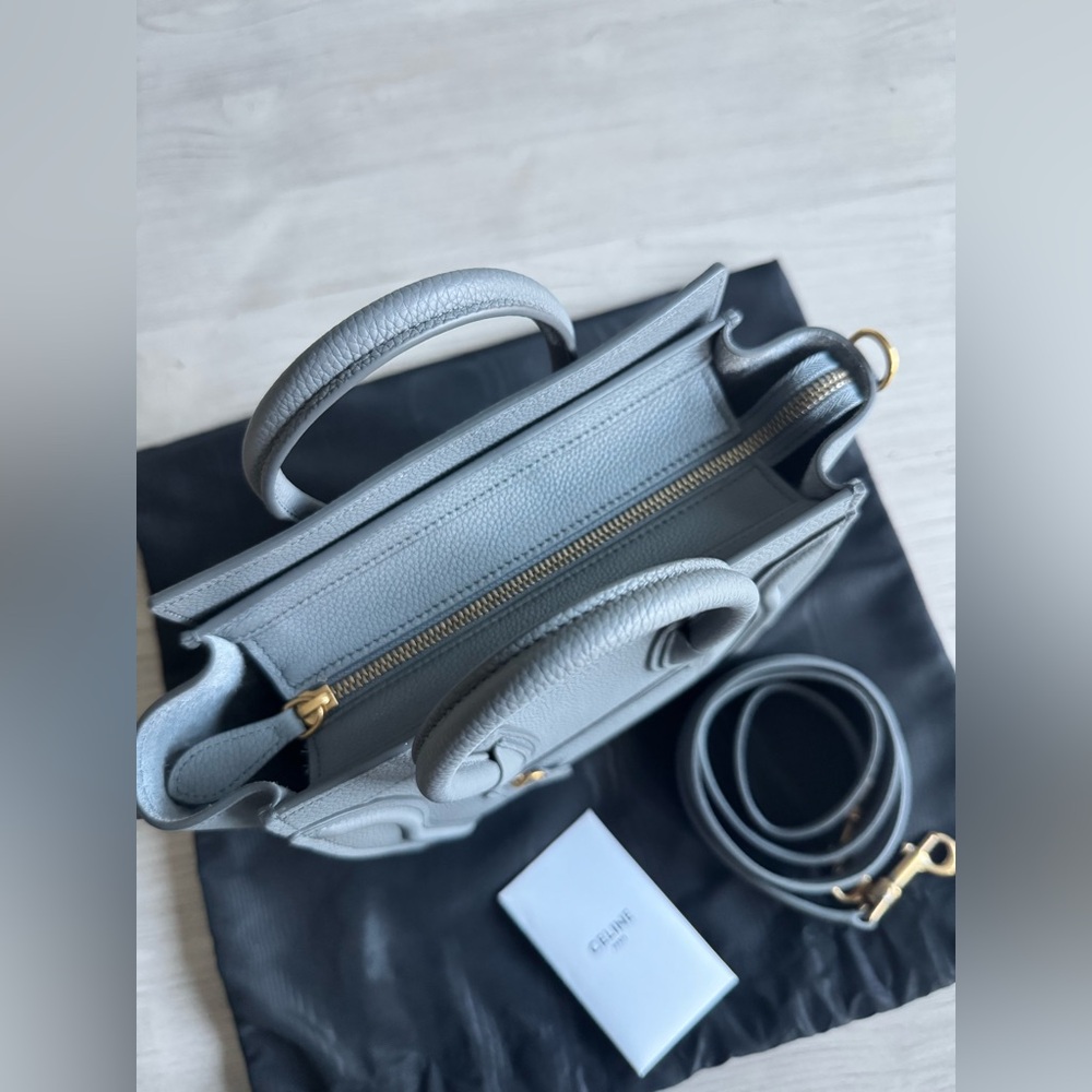 CELINE Drummed Calfskin Nano Luggage Handbag - Picture 7 of 9